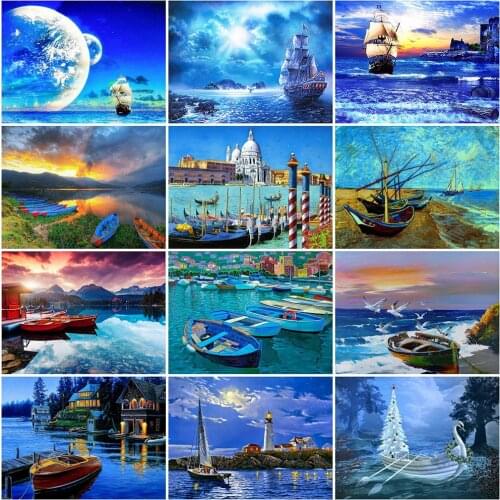 Evershine 5D DIY Diamond Embroidery Ship Full Square Round Diamond Mosaic Scenery Cross Stitch Kits Home Decoration