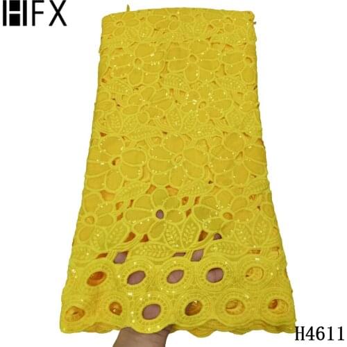 HFX New Arrival yellow African Guipure Cord Lace Fabric 2021 High Quality Nigerian Chiffon velvet Net Lace For Wedding H4611