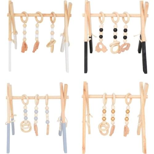 Lets Make 1 Set Baby Gym Wood Crochet Star Bell Beech Wood Teething Toys Play Gym Set Baby Shower Gift Toys For Newborn