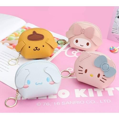 KAWAII Sanrio cartoon Anime Series Kitty Cinnamorol Onpompurin Melody Wallet Purse soft plush toy Ornaments BABY Boy girl Gift