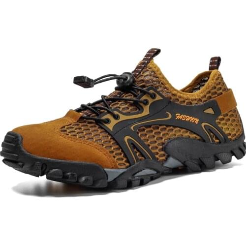 Outdoor Summer Breathable Men Hiking Shoes Brown Non-slip Male Sneakers Climbing Shoes Men Quick-dry Beach Sports Shoes Trekking
