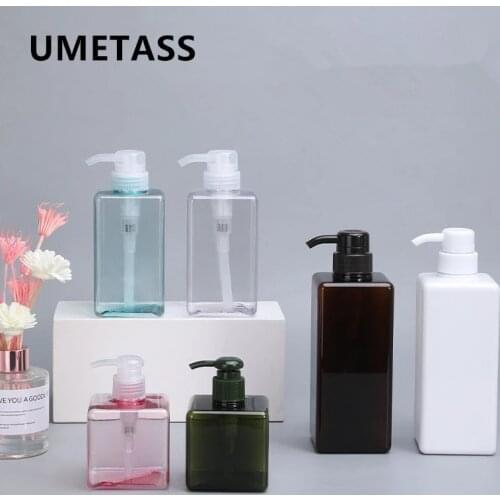10PCS Square Refillable Bottles Shampoo Soap Dispenser PETG Pump Bottle for Body Wash Hair Conditioner 250ml,450ml,650ml