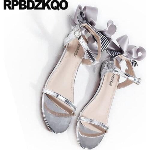 Bow Double Strap Sandals 2021 Pumps Cute Casual Gold Block Low Heel Women Silver Thick Shoes Cheap Embellished Bowtie Kawaii