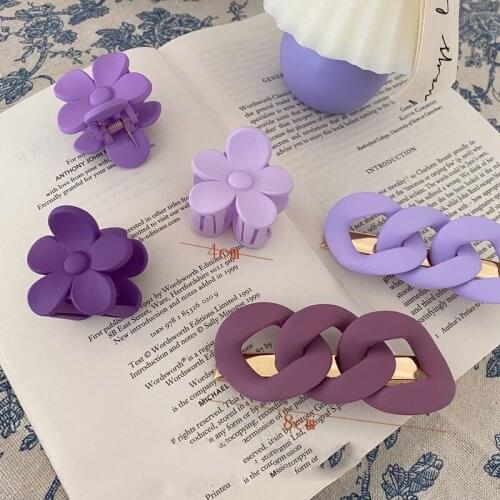Cute Purple Twist Chain Hairpin Barrettes Duckbill Clip Flower Hair Claws Sweet Hairgrips for Women Girl Hair Accessories