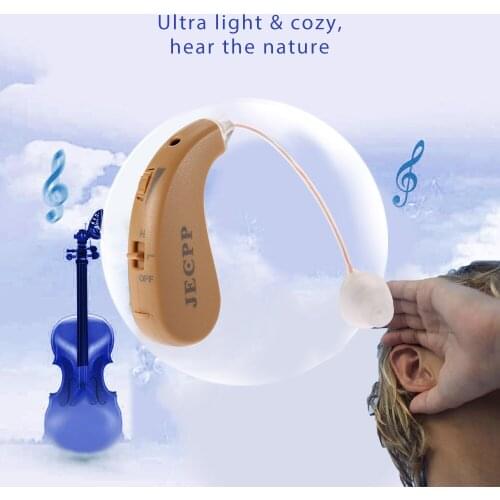 Mini Behind Ear High-Low Tone Sound Amplifier Hearing Aid With UV Anti Bacteria Box Kit With Cleaning Brush Earplugs