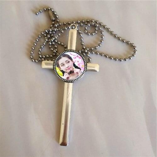 Fashion blank necklace pendant for sublimation cross blank round necklaces pendants for heat Transfer 20MM wholesales