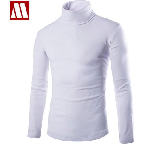 Mans Turtleneck Cotton T-Shirts Men Casual Solid Long-sleeved t shirts Autumn Winter Mans Slim tshirts Tops 2021 New Clothing