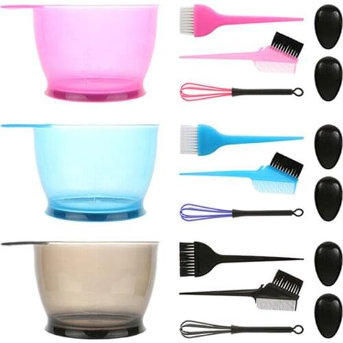 5PCS Hair Dye Color Brush Bowl Set Hair Dye Color Mixer Hairstyle Hairdressing Styling Accessorie Brush Bowl Set With Ear Caps