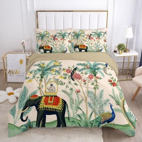 Duvet Cover Set Elephant Bedding Sets Quilt Covers Pillowcases Blanket Cases Full Twin Single Double Size 3D Bohomia Bed Linens