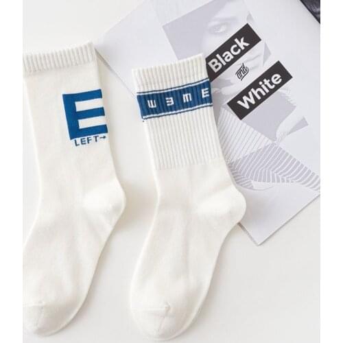 A Pairs of Dress Socks Womens Stockings Mens Fashion Pure Cotton Japanese Korean-style Long Socks Lettered Versatile Cool