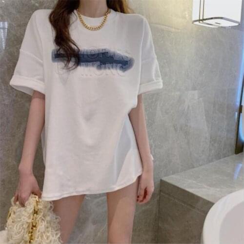 New Fashion T shirt Women Korean Style Letters Print Short Sleeve O Neck Woman T-shirts Casual Loose Women Tshirt