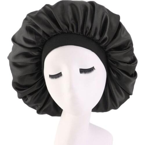 New Women Extra Large Print Satin Silk Bonnet Sleep Night Cap Head Cover Bonnet Hat with Premium Elastic Band