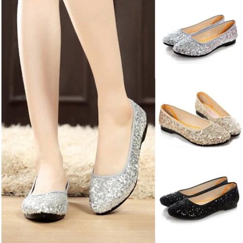 Spring Summer new Women Flats Comfortable Slip on Flat Shoes Sequined Woman Boat Shoes Black Loafers Ladies Ballet Flats