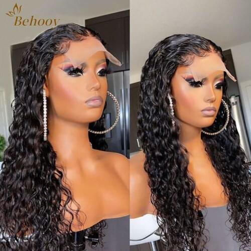 Long Jet Black 180% Density Daily Use Wig Loose Water Wave Wigs For Black Women Heat Resistant Synthetic Lace Front Wig