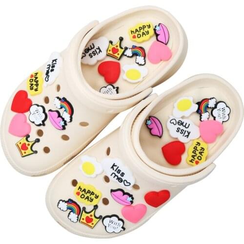 Shoe Charms Accessories Decorations Bag Apparel Shoe Charms Heart Rainbow Poached Egg Love rainbow Shoe Decoration Accessories