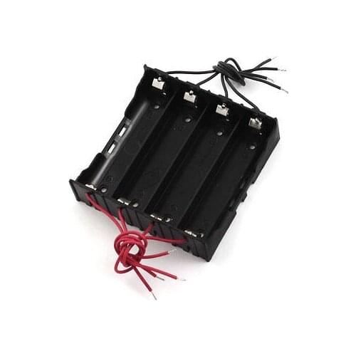 Rectangle Black Plastic 8-Wire 4 x 3.7V 18650 Battery Holder Container