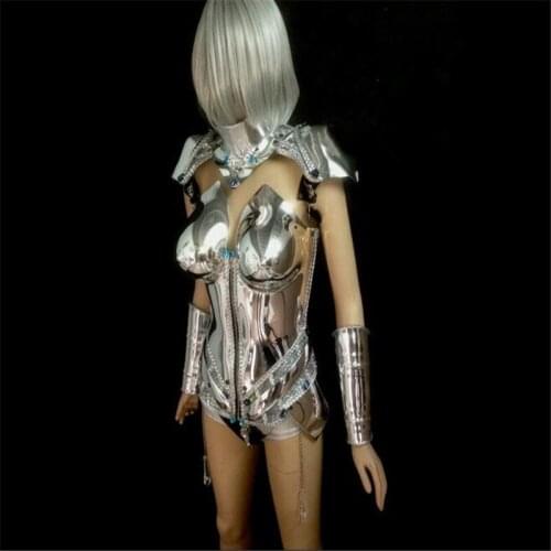 AS008 Silver dance dress /mirror costumes bra suit pants Crystal Garment Machinery clothing party dj disco bar ballroom clothes