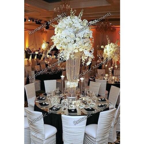 Sliver or Gold acrylic bead strands ,tall acrylic crystal flower stand for wedding table centerpieces