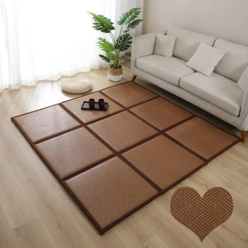 Folding Rattan Carpet 60x60cm Tatami Carpet Thickening Baby Play Mat Non-Slip Bedroom Living Room Mat Disposable Carpet