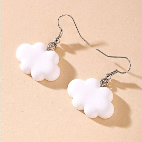 Cartoon White Clouds Dangle Earrings For Sweet Girls Long Short Chain Cloud Hanging Earrings Acrylic Geometric Women Ear Jewelry
