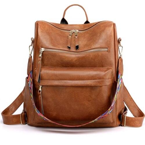 Large Capacity Backpack Women Leather Backpacks Vintage School Bag For Girls Travel Bagpack mochila mujer Back Pack Sac A Dos