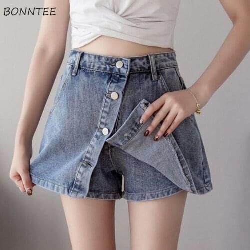 Skirts Women Denim Single Breasted Buttons Pockets Casual Korean Style High Quality Mini Students School Daily Womens Streetwear