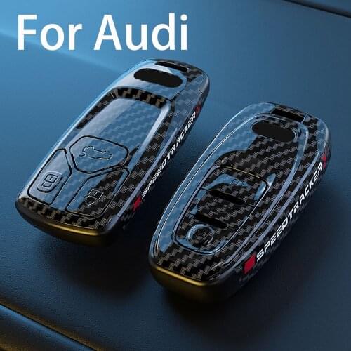 PC Carbon fiber Silicone Car Key Cover Protector Case For Audi A3 A4 A5 A6 A7 A8 RS3 Q3 Q5 Q7 Q8 RS S3 S4 S5 S6 keychain