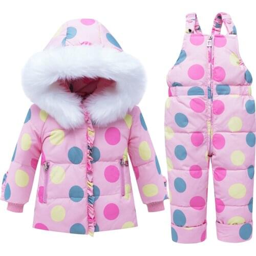 Winter Warm Toddler Girls Clothing Sets Baby Girl Duck Down Snowsuit Kids Ski Suit Set Winter Down Jackets+pants Fashion Lace