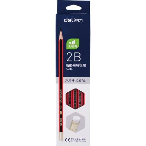 12PCS/box Examination Pencil Red Hexagonal Rod 2B Drawing Sketch Pencil S936 Learning supplies office stationery