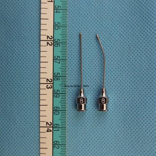 2Pc 0.8mm x 45mm #8 Straight-Bent Hand Feeding Rearing Gavage Crop Needle Medication Tube Cage Birds Mice