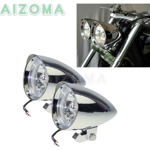 2pcs Motorcycle Tri-Bar Headlight Visor Headlamp For Yamaha Dragstar Vstar XVS 650/1100 Kawasaki Vulcan Classic VN500 VN1500