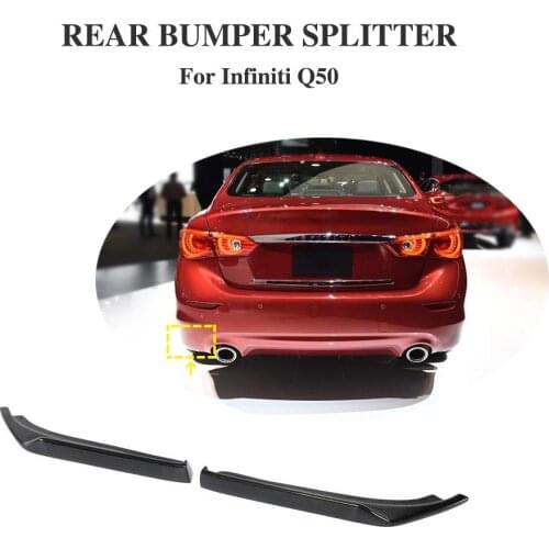 2x Real Carbon Fiber Car Rear Bumper Side Corner Deflector Spoiler Splitters Lip Add-On Aprons For Infiniti Q50 2014-2017