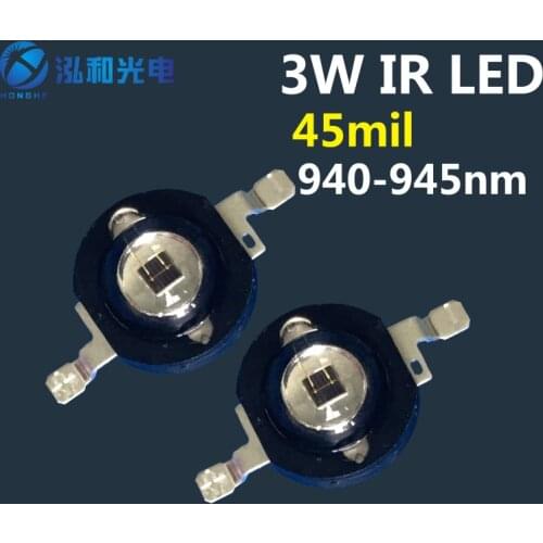 5pcs Black White stent 1W 3W IR LED Chips 120 degree beam Infrared LED Emitter Diode 850NM 940NM DIY Night vision camera