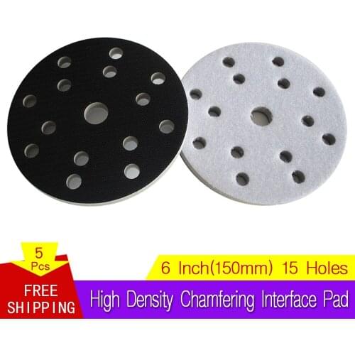 5 PCS High Density Interface Pad 6" 15 Holes 150mm Damping & Protection Sanding Pad Power Tools Accessories - Hook and Loop