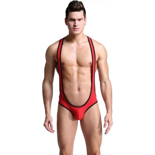 5 Colors Men Sexy Mankini Stretchy Comfortable Underwear Suspender Open Butt Bodysuit Novelty Undershirt One-Piece Leotard