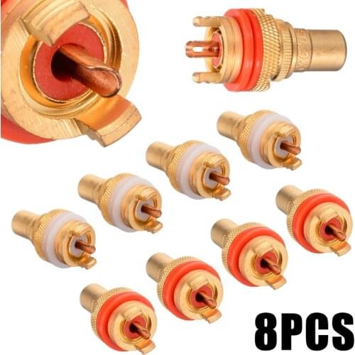8pcs RCA Female Socket Connector RCA Terminal Socket Chassis HiFi Audio Plug Connectors RCA Adapter AV Terminal Phono Connector