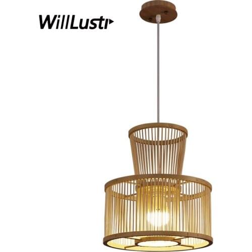 Bamboo Pendant Lamp Handmade Light Wood Suspension Hotel Tatami Restaurant Villa Bedroom Japan Style Pastoral Hanging Lighting