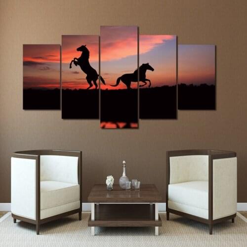 Unframed 5 Pcs Horse Seascape Group Canvas Painting Wall Art Home Decor Print Picture Canvas For Living Room In Cheap Price