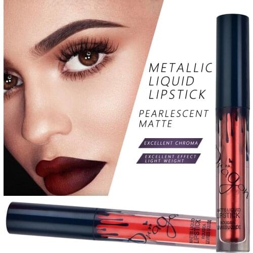 1Pcs Glitter Shimmer Lipstick Long Lasting Waterproof Color Lip Gloss Beauty Cosmetic Metallic Luster Liquid Lipsticks