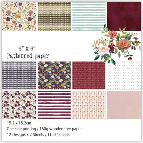 DIY flower style Scrapbooking paper pack of 24 sheets handmade craft paper craft Background pad P50
