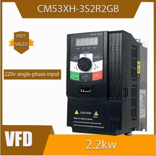 VFD frequency converter CNC spindle motor speed controller 220V single phase input 2.2KW CM53XH-3S2R2GB frequency converter 60Hz