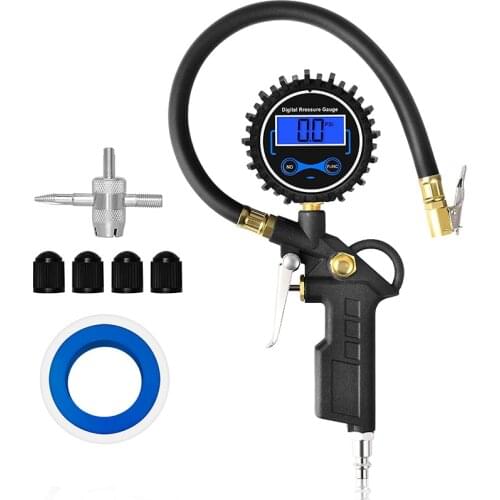 Digital Tire Pressure Gun 0-200PSI with Air Compressor Parts Tire Repair Tool European Connector Tire Inflating Gun