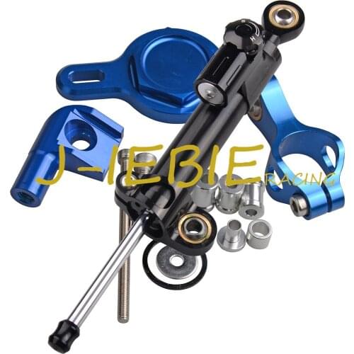 CNC Steering Damper Stabilizer and Blue Bracket Mounting For Yamaha YZF R1 1999-2005 2000 2001 2002 2003 2004