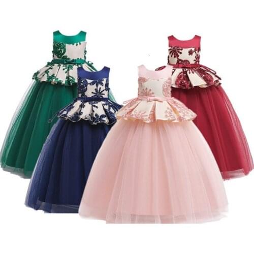 Kids Flower Girls Wedding Dress For Girl Party Dresses Princess Summer Teenage Children birthday Dress 6 8 10 12 14 Years