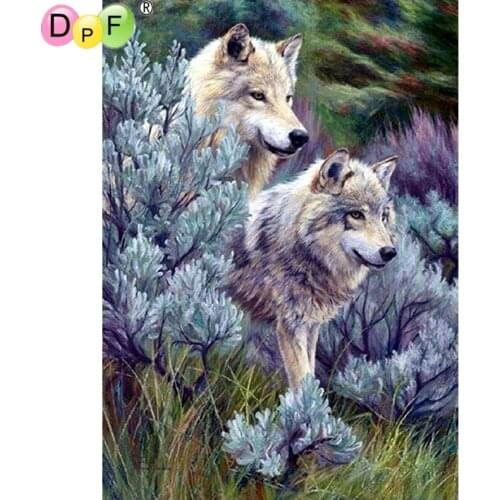 DPF Diy Diamond Embroidery Grassland Wolf wall Diamond Painting Cross Stitch full Square diamond Mosaic kits home Decor picture