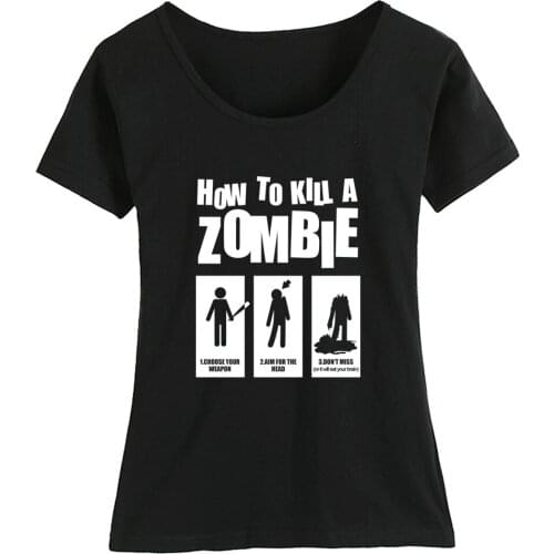 How To Kill A Zombie Walking Dead Cotton Girl Woman Short Sleeve T Shirt Couple Clothes Summer ZIIART