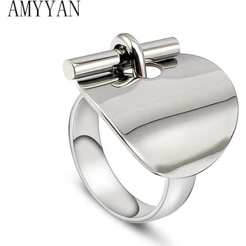 Stainless Steel Ring Neutral Style Design High Quality Gold/Silver Color Laser Letter Fashion Jewelry