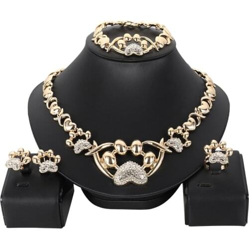 Dubai Gold Necklace Earring series fashion Nigerian wedding African Jewelry series Italian womens jewelry set