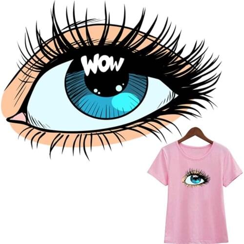 Beautiful Eyes Thermal Patches Clothing Washable Stripe Eco-Friendly Diy T-Shirt Clothing Stickers Iron On Transfers