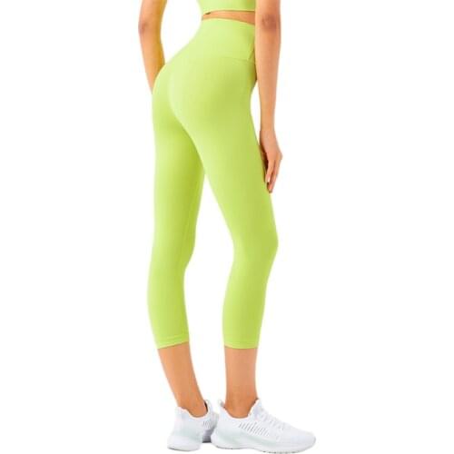 21" NO FRONT SEAM High Waist Anti-sweat Gym Leggings Women Squat Proof Training Tights Workout Yoga Athletic Capri 3/4 Pants